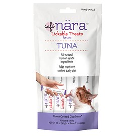 Café Nara - Tuna Lickable Treat for Cats - Supports Pet Hydration - Wet Cat Food/Meal Topper - Traceable Ingredients - Wheat, Corn & Soy Free - Non-GMO - 0.5 oz - 4 Tubes - 1 Pack