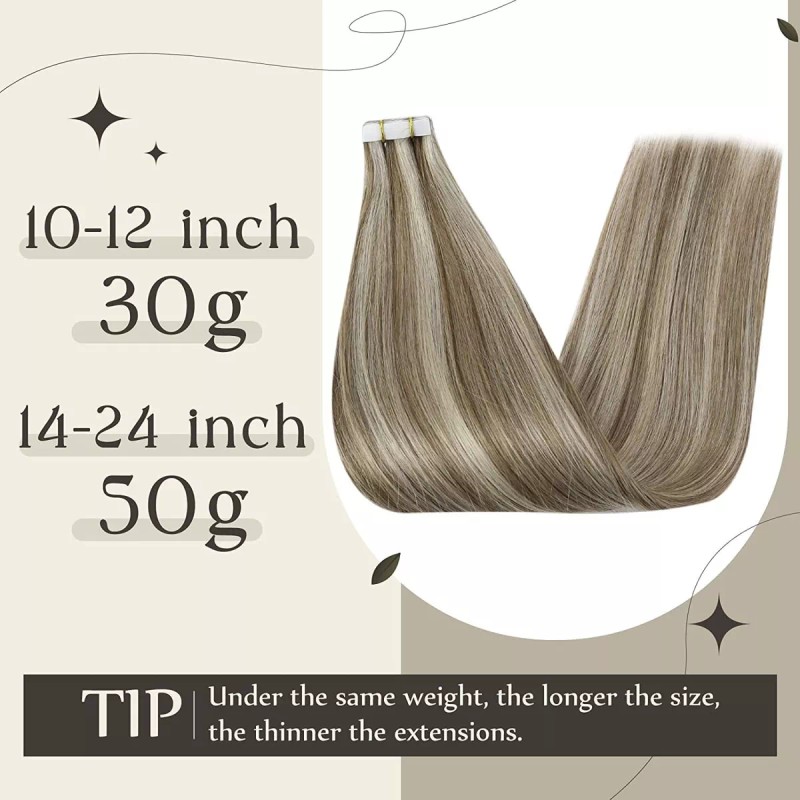 Full Shine Extensiones Cabello Humano 8 Ceniza Marrón Resalta 14in