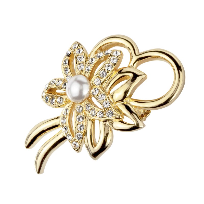 Traveller Brooch Pearl White, Metal