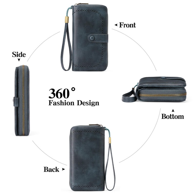 GAEKEAO Leather Credit Card Holder Wallet for Women RFID Blocking