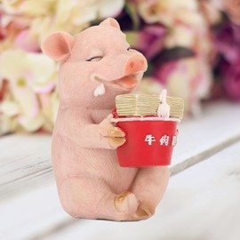 HERCHR Mini Pig Figurine Resin Animal Garden Gnomes Statue Cute Pig Funny Outdoor Sculpture Animal Figurine for Indoor Decoration in the Courtyard