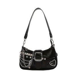 Cute Y2k Purse, Hand Bag Star Pattern Y2k Accessories Punk Style for Women Vintage Shoulder Bags (Black 2)