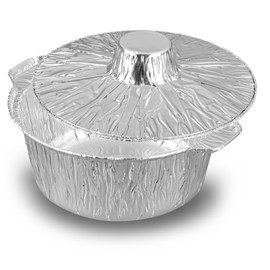Foil Lux 60 Ounce Pans And Lids, 100 Disposable Pots With Lids - Oven-Ready, Stove Compatible, Aluminum Foil Baking Pans, Freezable, For Outdoor Camping, Vacation, Picnic, And More - Restaurantware