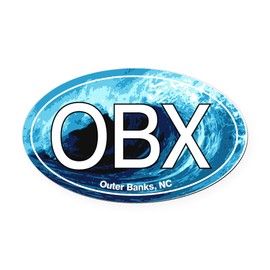 CafePress Outer Banks.OBX.Wave Oval Car Magnet, Euro Oval Bumper Magnet