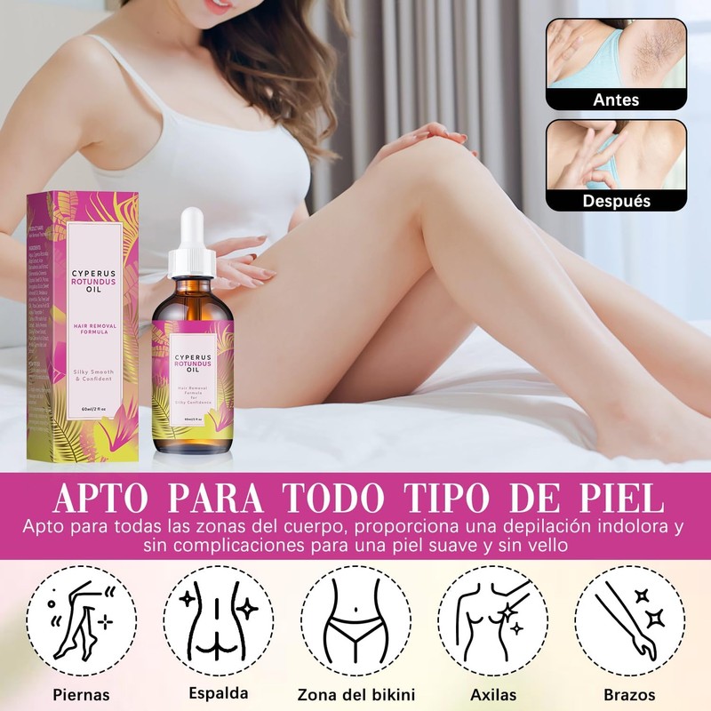Aceite Depilatorio Natural Cyperus Rotundus 2PC - Sin Irritación para