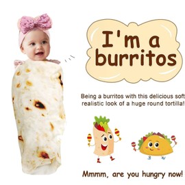 Burrito Tortilla Blanket Baby Stuff Shower White Elephant Gifts for Kids Throw Blankets Wrap Swaddle Toddler Boy Girl Party Novelty Gag Pets Soft Fleece 40in