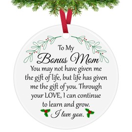 Bonus Mum Christmas Ornaments Step Mum Christmas Keepsake Gifts from Stepdaughter Stepson Appreciation Gifts for Bonus Mom Mother in Law Stepmom Adoption Gifts Step Mother Gifts for Mothers Day