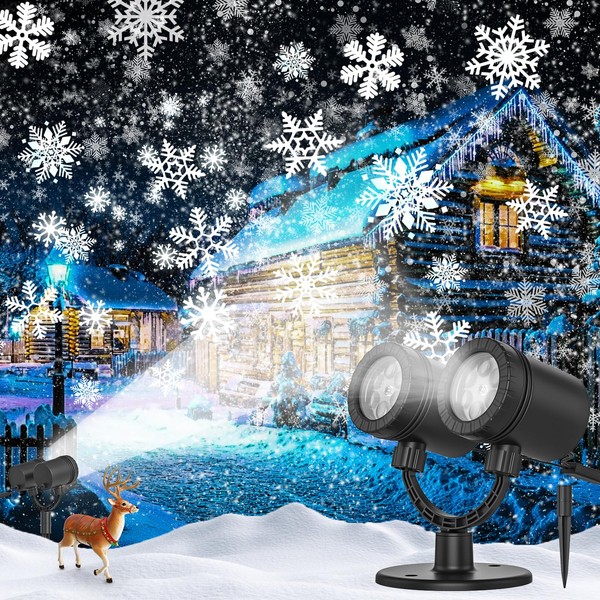 Snowflake Projector Light, Snowflake LED Christmas Light Projector - Waterproof