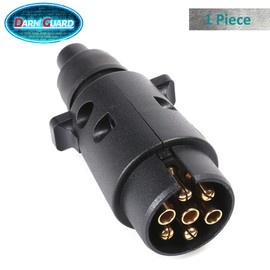 DARKGUARD 7-pin plug trailer, 1 piece 7-pin plug 12 V tractor, ISO1724, waterproof, trailer adapter, 7-pin, trailer accessory plug 7-pin for caravans, cars, trucks, agricultural (DG7PR-1)