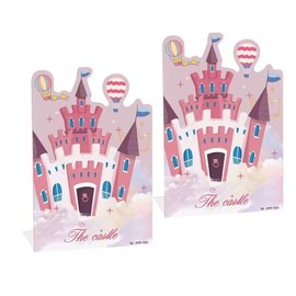 Adorables sujetalibros de metal de castillo rosa para niños, cuentos de hadas de dibujos animados, sujetalibros de hierro con extremo de libro de computadora, organizador de libros de oficina,