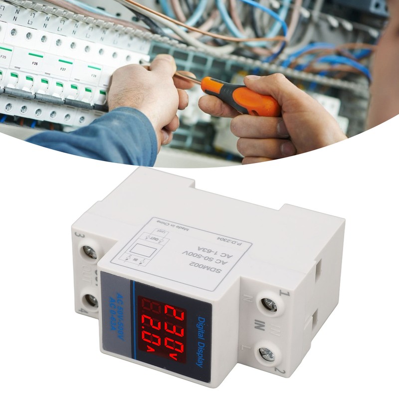 Voltage Current Meter Din Rail Double Display Display Monitor Single