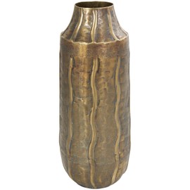 Deco 79 Metal Decorative Vase Snakeskin Inspired Centerpiece Vase with Dimensional Wavy Accents, Flower Vase for Home Decoration 6" x 6" x 14", Brass
