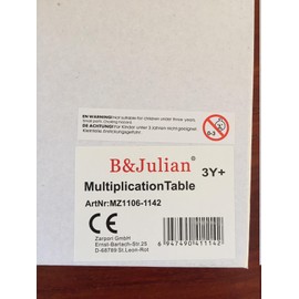 B & Julian® Wooden Calculation Board Multiplier Table The Small 1x1 Multiplication Table with Colourful Cube Ideal Training for Primary School Students