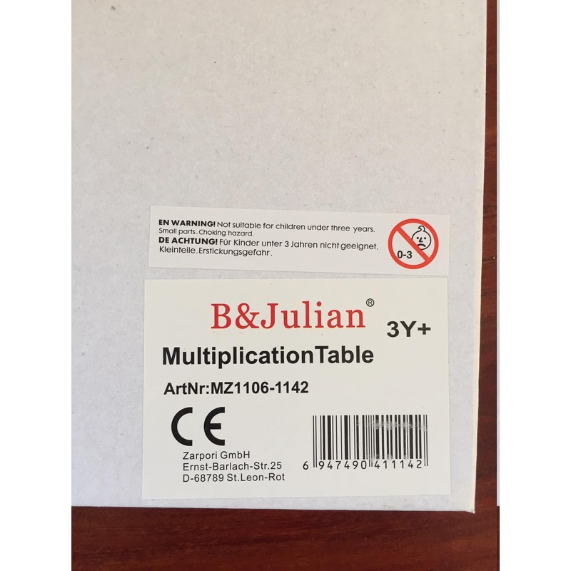 B & Julian® Wooden Calculation Board Multiplier Table The Small