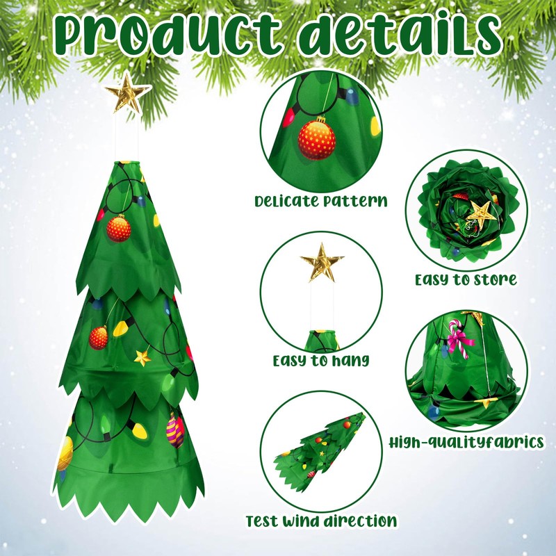 Chunm 2 Pcs Christmas Tree 3D Windsock Applique Christmas Tree