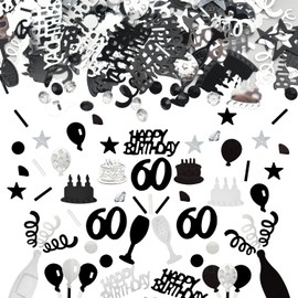 Confetti 60th Birthday Decoration, 60th Table Decoration Birthday Decoration Confetti, Confetti Decoration 60th Decoration, Table Decoration 60th Birthday, Confetti Confetti Birthday Black and Silver