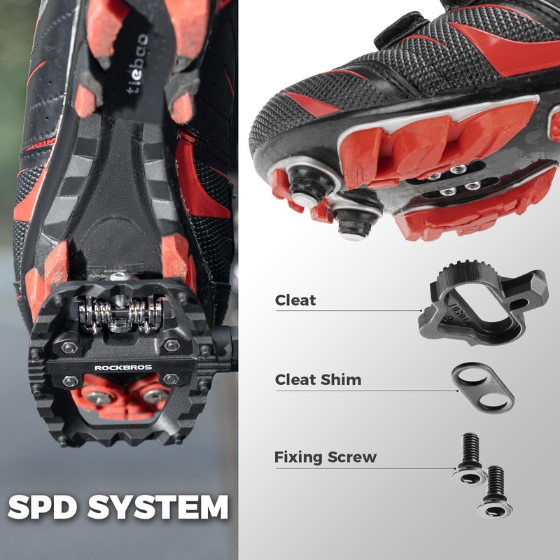 ROCKBROS Bicycle Pedals Dual Function, Clipless Pedals SPD and Flat