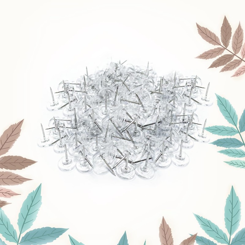 Willrain Clear Plastic Push Pins and Tacks - 150 Count,