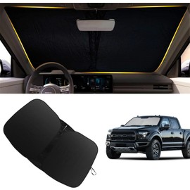 Windshield Sun Shade for 2015-2020 Ford F150 F-150 Truck Accessories Window Shades Sunshade Lariat,King Ranch,Platinum,XL XLT Limited Raptor Car Accessory Interior Sunvisor Blocks UV with Storage Bag