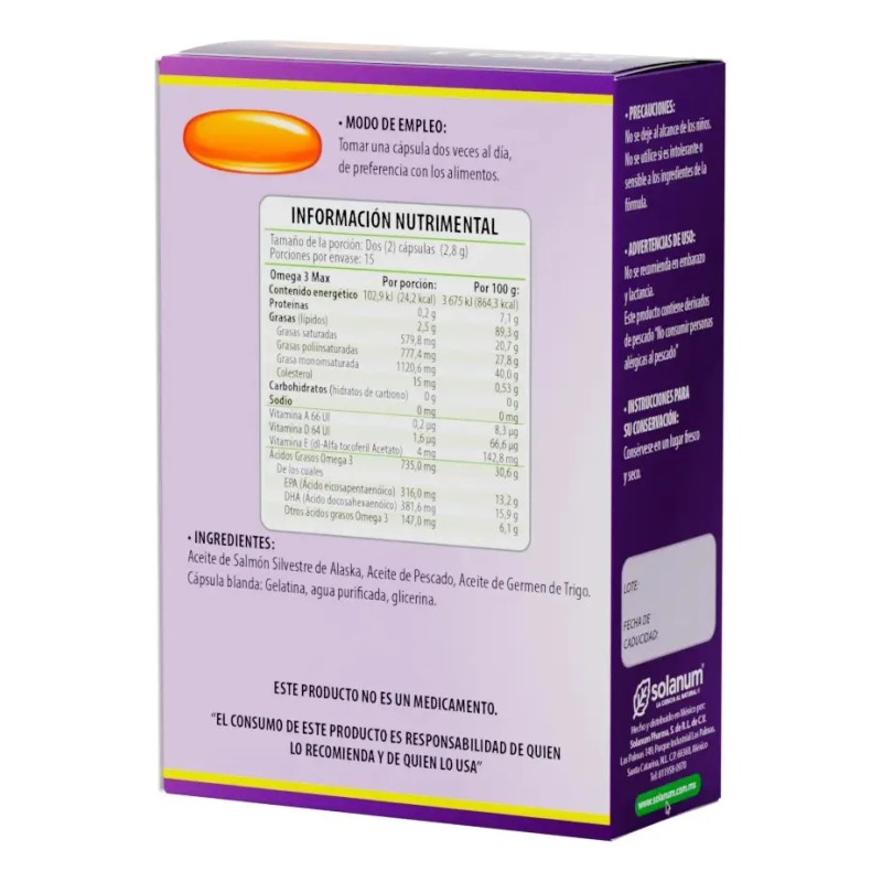 Solanum Omega 3 Salmón De Alaska + Vitam A, D,