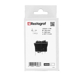 Restagraf Wippschalter mit Kontrollleuchte, grün, 3-polig, 18,3 x 36,3 mm, 12/24 V, 6 A, 1 Stück