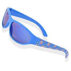 CoComelon anteojos de sol para niños con funda de transporte, anteojos de sol para niños pequeños, Azul / Patchwork, 55 mm