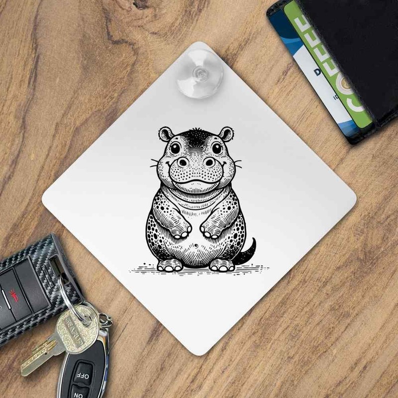 'Happy Baby Hippo' Suction Cup Car Window Sign (CG00028227)