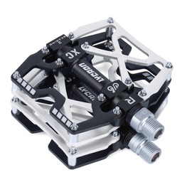 LYCAON Bicycle Pedals MTB Pedal, CNC Aluminium Alloy Non-Slip Cr-Mo Spindle Bicycle Pedal, 3 Bearing Pedals for 9/16 Inch MTB BMX Bicycle Mountain Road Bike (Silver)