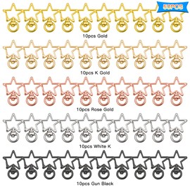 50pcs Star Shaped Spring Clasp,5 Colors Metal Swivel Lobster Claw Clasp with Snap Hook Rings Keychain Star Lobster Claw Clasp Star Keychains for Jewelry Making/DIY Accessories/Bag/Keychains