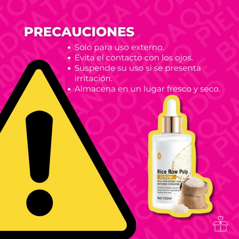 Sérum de Arroz, Hidratante y Aclarante, Todo Tipo de Piel,