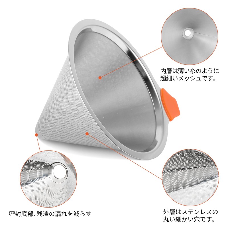 moniko Coffee Dripper Breakaway Stainless Steel Filter Fixture Double Layer