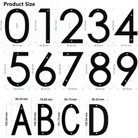 6 inch Modern 3D House Numbers, BetterJonny Balck Acrylic Anti-Rust House Numbers Garden Door Mailbox Decor Number with Matching Screw for Home Decoration, Number 6