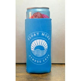FLOAT MORE * STRESS LESS * Slim Can Koozie; Compatible with Ultra or Skinny Cans