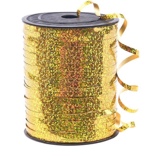 PartyWoo Gold Ribbon, 500 Yard Curling Ribbon for Crafts, Iridescent