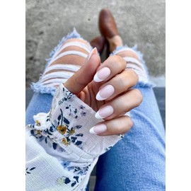 RED ASPEN Press On Nails Classic French Tammy Nail Dashes Almond French Manicure