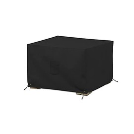 Covers & All Square Ottoman Cover, 12 Oz, Made of Cover Max Fabric with Waterproof & UV-Resistant Properties, Suitable for Indoors/Outdoors (23" W x 23" L x 18" H, Black)