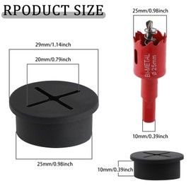 Desk Grommet, 1 Inch（25mm） Flexible Cable Grommet, Desk Hole Cover for Cables with Hole Saw,Plastic Cable Cord Wire Hole Cover for Desk, Table,Cabinet,Countertop and Other Furniture(Black,13Pack)