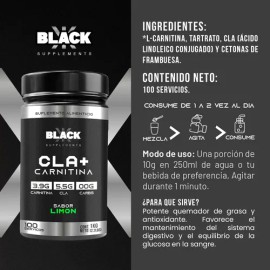 Black Supplements Cla  Carnitina 1kg 100servicios Sabor                                                                                               