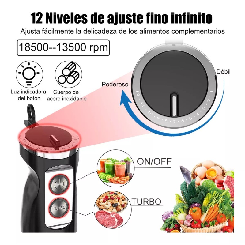 Bendi Batidora De Inmersion Multifuncion Alta Potencia 6 En1 800w