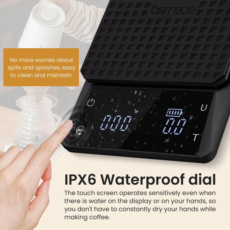 Bemece Digital Coffee Scales with Timer,0.1g/3KG High Precision Kitchen Scale