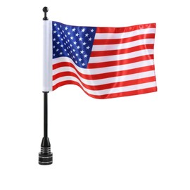 American Flag 6" x 9" with Black Motorcycle FlagPole Mount for Harley Davidson Honda Suzuki Kawasaki Goldwing CB VTX CBR Yamaha Fits 1/2" Round Luggage Rack