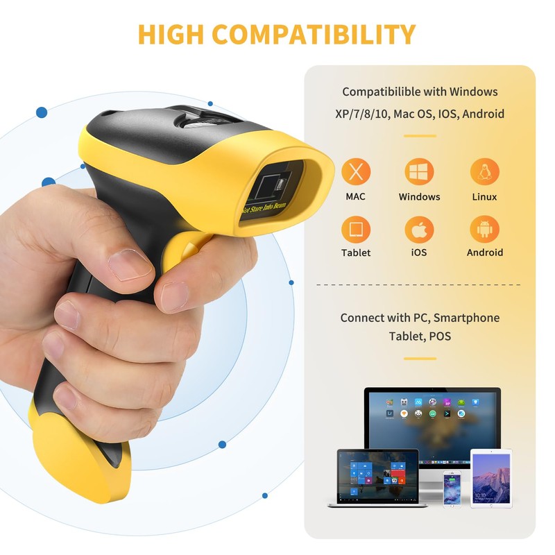 NetumScan Bluetooth QR Barcode Scanner, 3 in 1 Automatic Wireless