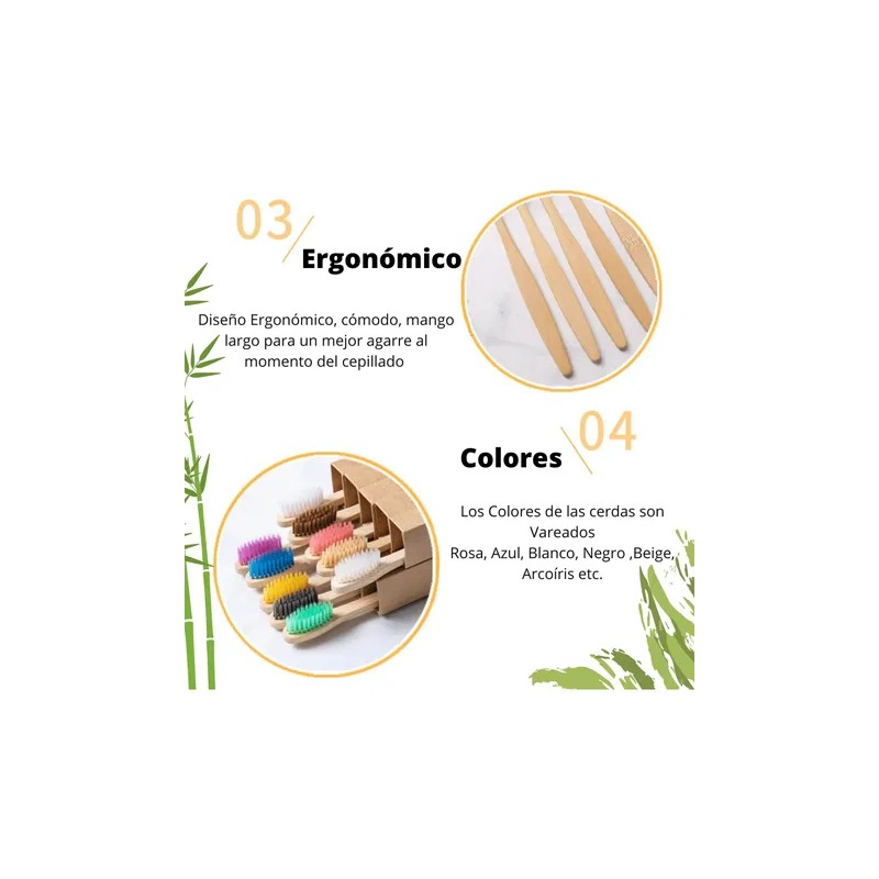Cepillo De Dientes Bambú Biodegradable Suave Ecológico 150pz