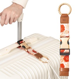 EKAX Travel Carry Strap with Ring Hooks and Buckle, Jacket Gripper for Travel, Add a Bag Luggage Strap, Adjustable Bag Grip Holder, Travel Carry Clip for Carry-on Bag, Backpack, Hat (Scarlet Blossom)