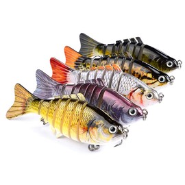 CHSEEO 1PC Multi-jointed Fishing Lure Hard Bait Fishing Hooks Multi-segments Swimbaits Artificial Lures for Bass Walleye Yellow Perch Pike Roach Trout Muskie (Random Colour) #3