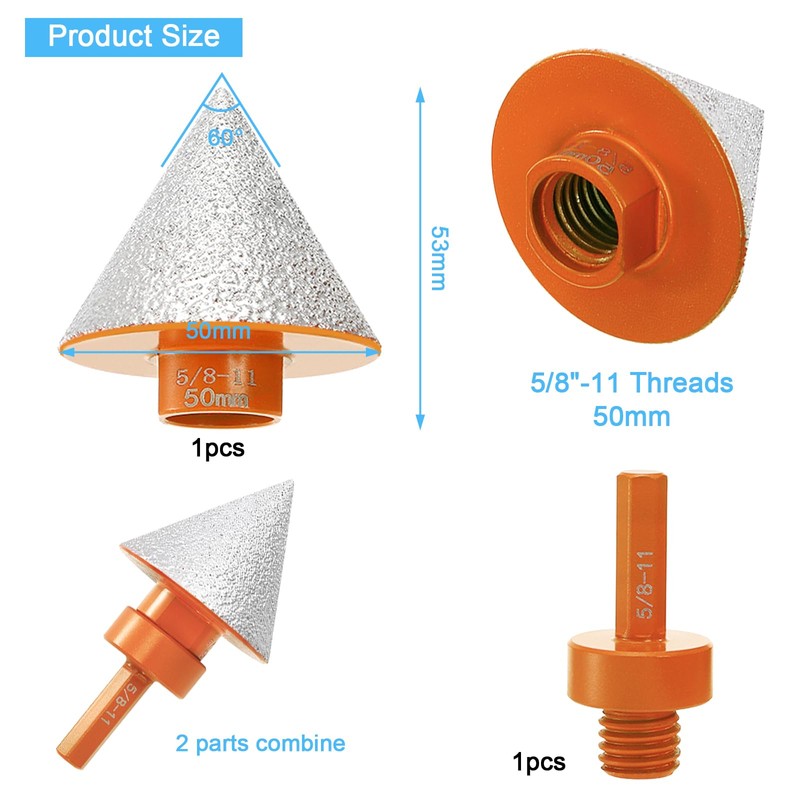 Lawei 3PCS Diamond Beveling Chamfer Bits Set, Tile Cone Grinder
