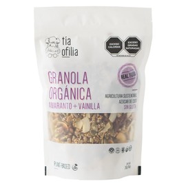 Tía Ofilia | Granola Orgánica Amaranto y Vainilla | Sin granos | Con azúcar de coco y jarabe de agave | Fibra y proteína | 310g | Organic Granola Amaranth and Vanilla | Grain-free