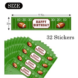 MonMon & Craft Football Birthday Water Bottle Stickers - Sport Theme Birthday Bottle Wrappers Baby Shower - Kids Boy Men Football Player Birthday Party Bottle Labels Supplies Waterproof (Set of 32)