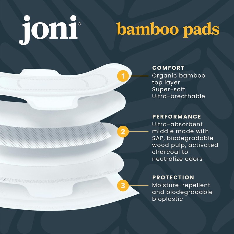 joni Pads, Bamboo Incontinence Pads for Bladder Leaks, Light-Medium Support,