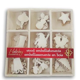 Mini Laser Cuts Wood Shape - Winter and Christmas Icons - 45 Pieces - 1'' Across